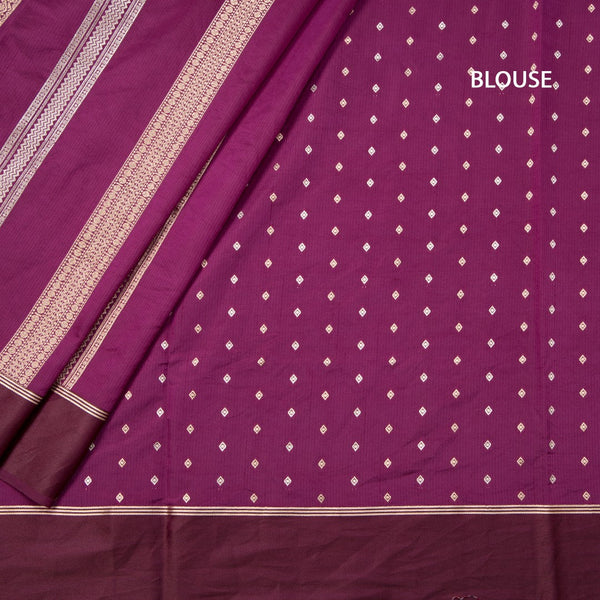 Raw Silk Magenta Purple Saree With Zari Stripes Design And Simple Border