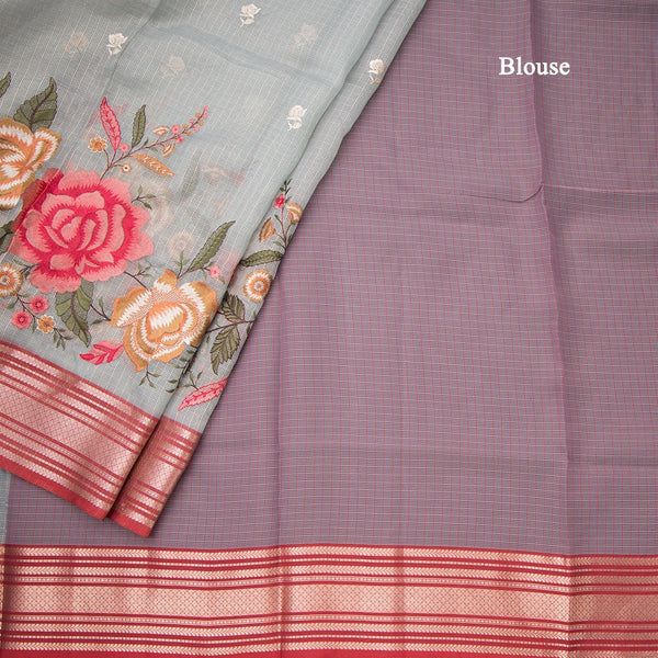 Kota Sky Blue Stylish Thread Work Saree With Zari Border