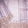 Fancy Silk Lavender Stylish Thread Work Saree