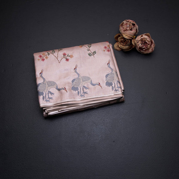 Fancy Silk Peach Traditional Thread Work Saree