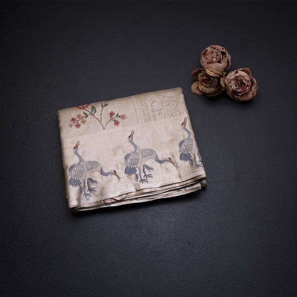 Fancy Silk Fossil Grey Traditional Thread Work Saree