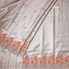 Fancy Silk Cream Stylish Thread Work Saree