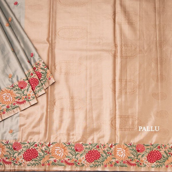 Fancy Silk Green Stylish Thread Work Saree