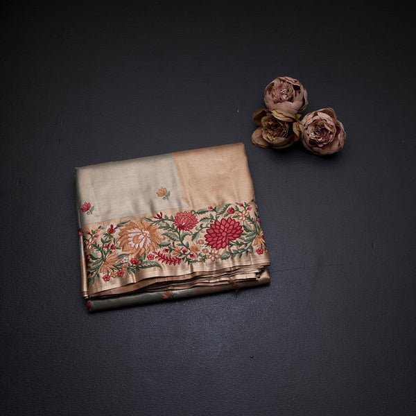 Fancy Silk Green Stylish Thread Work Saree