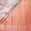 Fancy Silk Grey Stylish Thread Work Saree With Zari Border