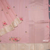 Satin Silk Light Peach Floral Printed Saree With Zari Border