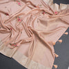 Satin Silk Peach Floral Printed Saree With Zari Border