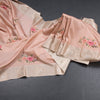 Satin Silk Peach Floral Printed Saree With Zari Border