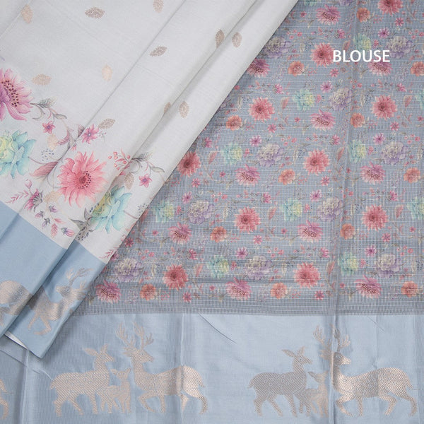 Tussar Very Light Pista Green Saree Zari With Printed Design 02