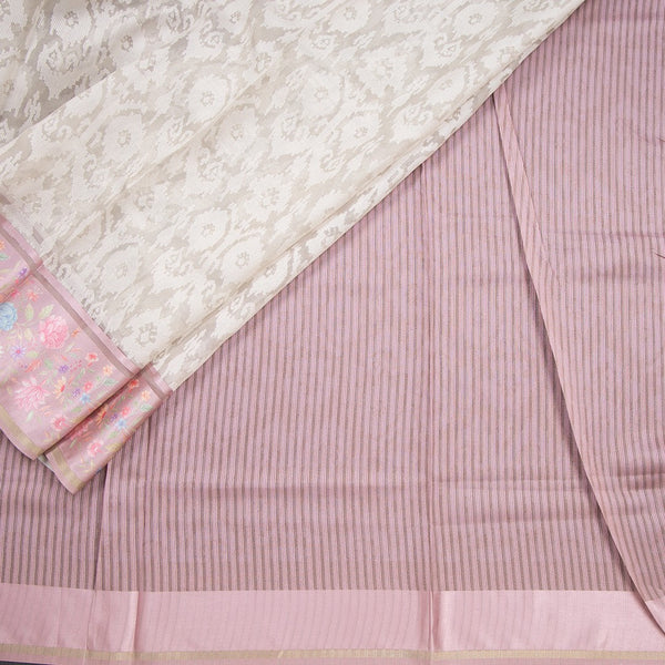 Kora Cream Saree With Satin Border