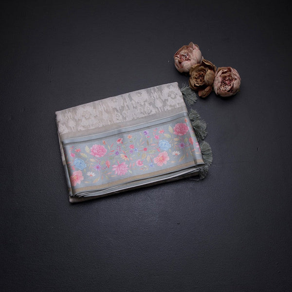 Kora Cream Saree With Satin Border 02