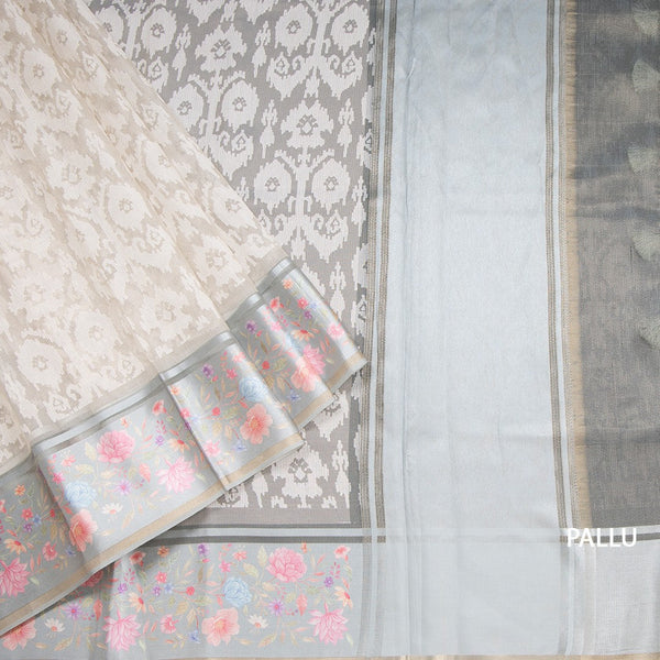 Kora Cream Saree With Satin Border 02