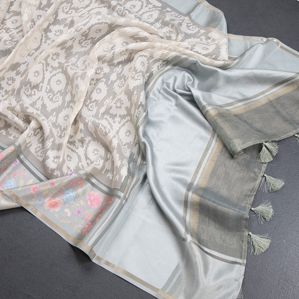 Kora Cream Saree With Satin Border 02