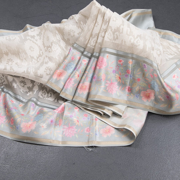 Kora Cream Saree With Satin Border 02