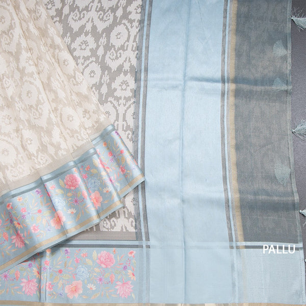 Kora Cream Saree With Satin Border 03