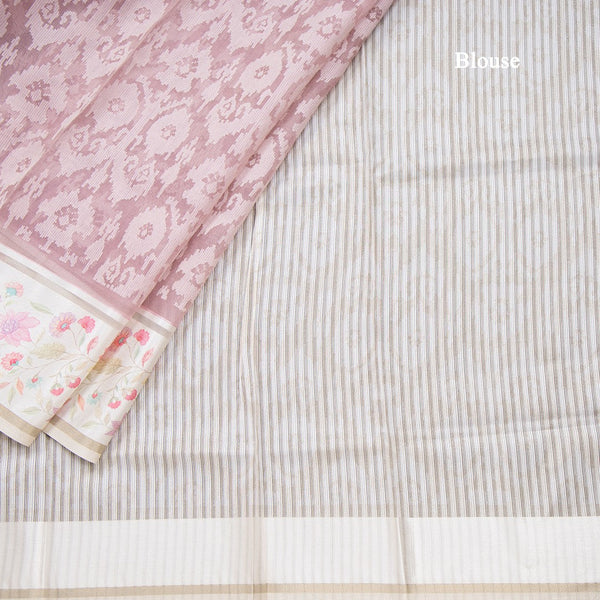 Kora Onion Pink Saree With Satin Border