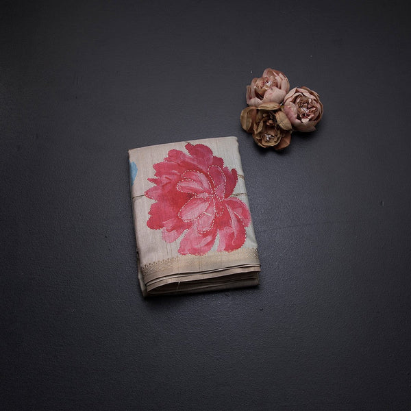 Tussar Multi Colour Floral Printed Saree