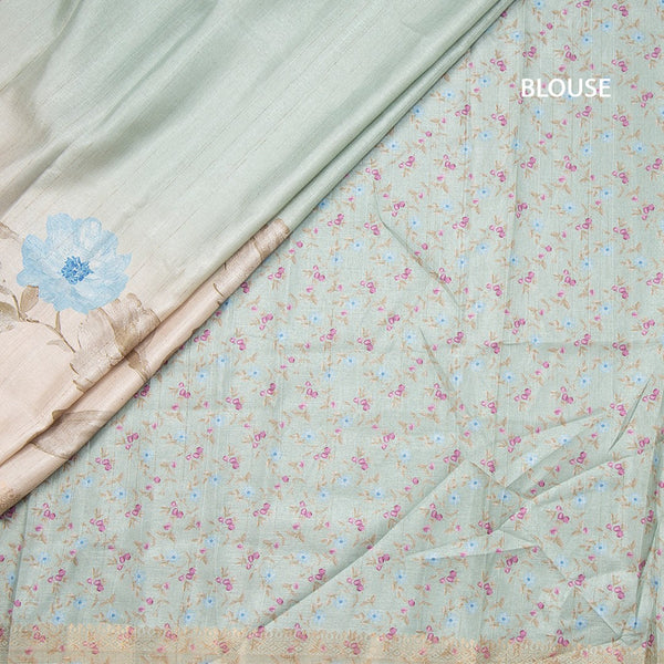 Tussar Multi Colour Floral Printed Saree