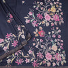 Tussar Navy Blue Floral Printed Saree