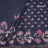 Tussar Navy Blue Floral Printed Saree