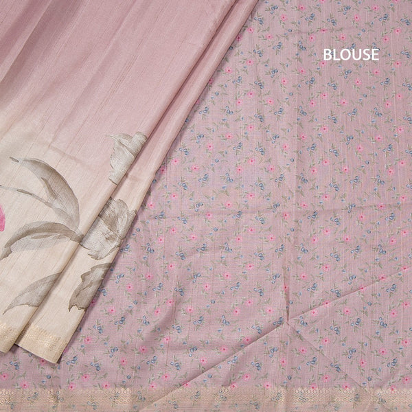 Tussar Multi Colour Floral Printed Saree 03