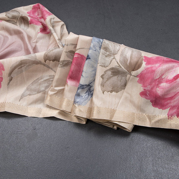 Tussar Multi Colour Floral Printed Saree 03