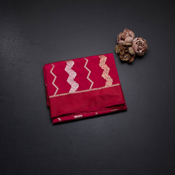 Mashru Silk Reddish Pink Zari Worked Saree