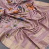 Tussar Onion Pink Floral Printed Saree With Zari Border