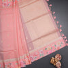 Tussar Peach Saree With Zari Buttas And Printed Border