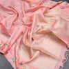 Tussar Peach Saree With Zari Buttas And Printed Border