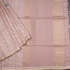 Tussar Light Brown Zari Checked Saree With Printed Work