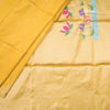 Raw Silk Mango Yellow Saree With Zari Buttas And Temple Border
