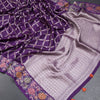 Mashru Silk Dark Purple Zari Worked Saree 02