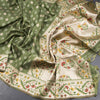 Raw Silk Pickle Green Zari Worked Saree With Printed Work
