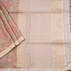 Tussar Choclate Brown Zari Checked Saree With Printed Work