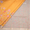 Katan Silk Mango Yellow Floral Printed Saree With Zari Border