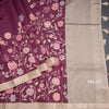 Katan Silk Wine Colour Floral Printed Saree With Zari Border