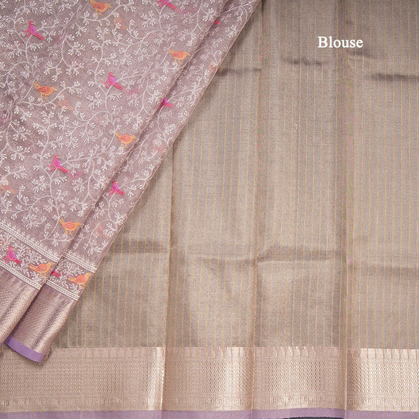 Kota Lavender Thread Work Saree With Zari Border