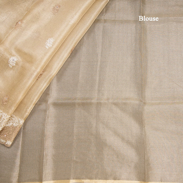 Tissue Kota Gold Thread Work Saree With Paisley Border
