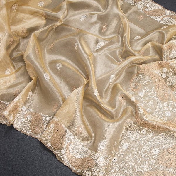 Tissue Kota Gold Thread Work Saree With Paisley Border