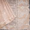 Tissue Kota Light Brown Thread Work Saree With Paisley Border