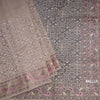 Organza Light Brown Thread Work Saree With Paisley Border