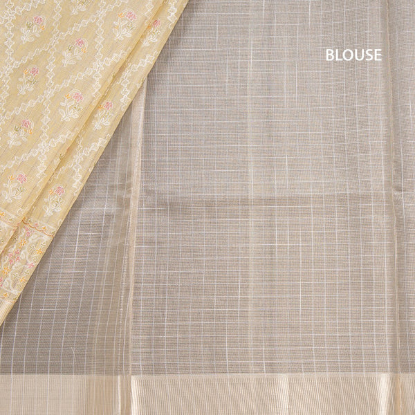 Kota Sandal Thread Work Saree With Zari Border