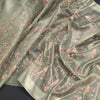 Tissue Kota Pista Green Thread Work Saree With Zari Border