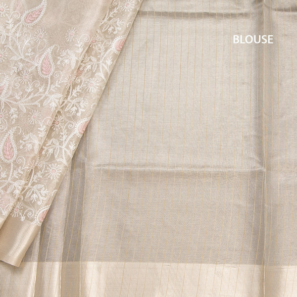 Tissue Kota Cream Thread Work Saree With Zari Border 03