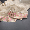 Kota Cream Thread Work Saree With Floral Border