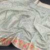 Kota Light Green Thread Work Saree With Floral Border