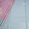Raw Silk Onion Pink Stripes Printed Saree With Zari Checks Border