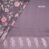 Tussar Plum Purple Floral Printed With Thread Work Saree
