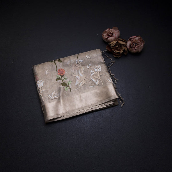 Tissue Kota Cream Thread Work Saree With Zari Border 04